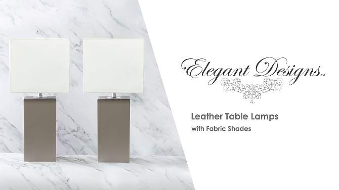  (Set of 2) 21" Monaco Avenue Modern Leather Table Lamp - Elegant Designs, 2 of 5, play video