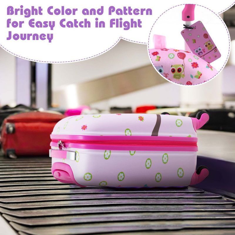 Costway 5 PCS Kids Luggage Set with Backpack Neck Pillow Luggage Tag Lunch Bag Wheels Pink/Light Pink/Blue/Dark Blue, 4 of 11