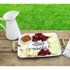 AuldHome Design White Enamelware Bon Appetit Tray; Distressed Farmhouse Style Metal Decorative Serving Platter - 4 of 4