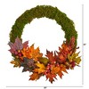 Nearly Natural 20-in Fall Maple Leaf and Berries Artificial Autumn Wreath - 2 of 3