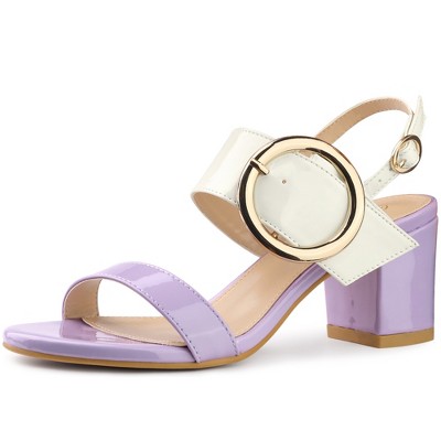 Perphy Women's Open Toe Two Straps Slingback Chunky High Heel Sandals