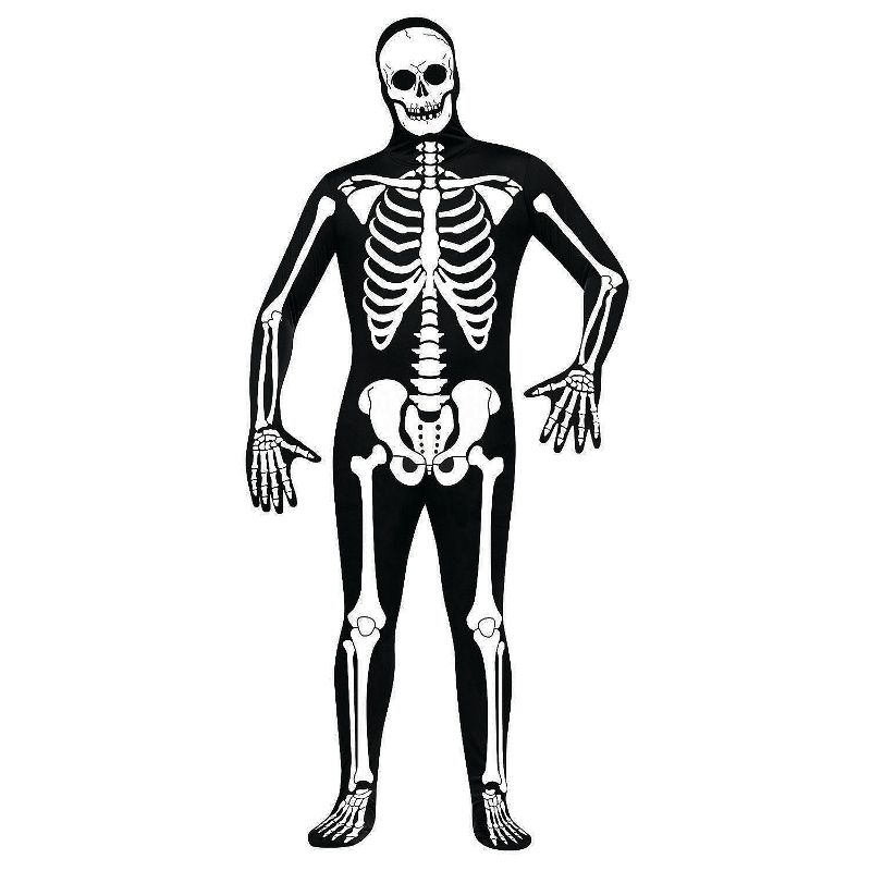 Fun World Mens Skeleton Skin Suit Costume - One Size Fits Most - Black, 1 of 2