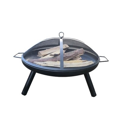 CAVINAS Fire Pits for Outside Wood Burning Round Tabletop Fire Pit Durable Fire Pit for Outdoor Grilling and Travel, Black