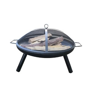 CAVINAS Fire Pits for Outside Wood Burning Round Tabletop Fire Pit Durable Fire Pit for Outdoor Grilling and Travel, Black - 1 of 4