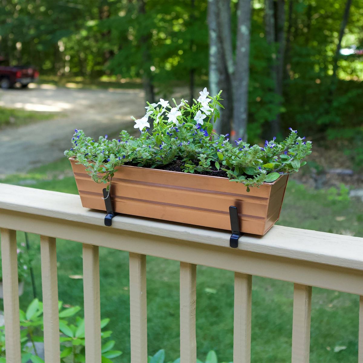 ACHLA Designs Small Rectangular Galvanized Steel Outdoor Planter Box with Mounting Bracket Copper 22"x6.5" - thumbnail 3