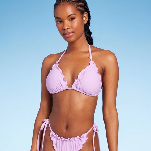 Women's Ruffle Triangle Bikini Top - Wild Fable™ Purple XXS