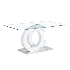 NicBex Modern 63 Inch Rectangle Dining Table with Tempered Glass Tabletop and OC-Shaped MDF Bracket for 6 to 8 - 1 of 4