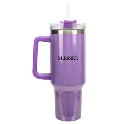100 North Blessed Have Faith In Him Wrap-Around 40 Oz. Stainless Steel Water Bottle Coffee Mug, Spill & Leak Resistant, Travel Tumbler with Handle,