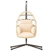 Patio Egg Chair With Stand,Foldable Hanging Swing Egg Chair With Big Comfortable Puffy Cushion,Indoor And Outdoor Egg Chair-Cuddlewood - 3 of 4