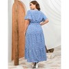 BLUEMING Summer Maxi Dress for Plus Size Women Tie Wasit Surplice Dress Flutter Sleeve A-Line Dress - 2 of 4