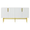 Homy Casa White 2-Door Accent Cabinet with Fluted Design and Gold Base for Dining or Living Room - 4 of 4