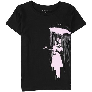 Elevenparis Womens Umbrella Girl Graphic T-Shirt, Black, Medium - 1 of 2