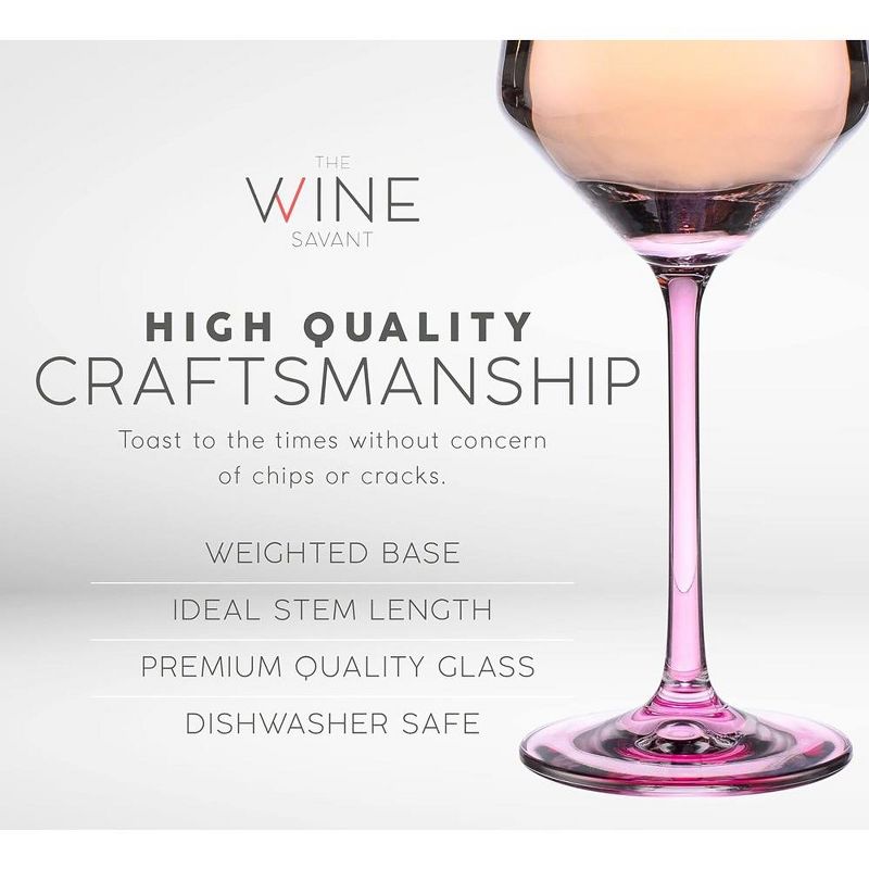 The Wine Savant Italian Colored Crystal Wine Glasses, Perfect for All Celebrations, Unique Style & Home Decor - 6 pk, 5 of 7