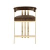 Meridian Furniture,Marcello Brown Velvet Counter Stool, Set of 2 - 3 of 4
