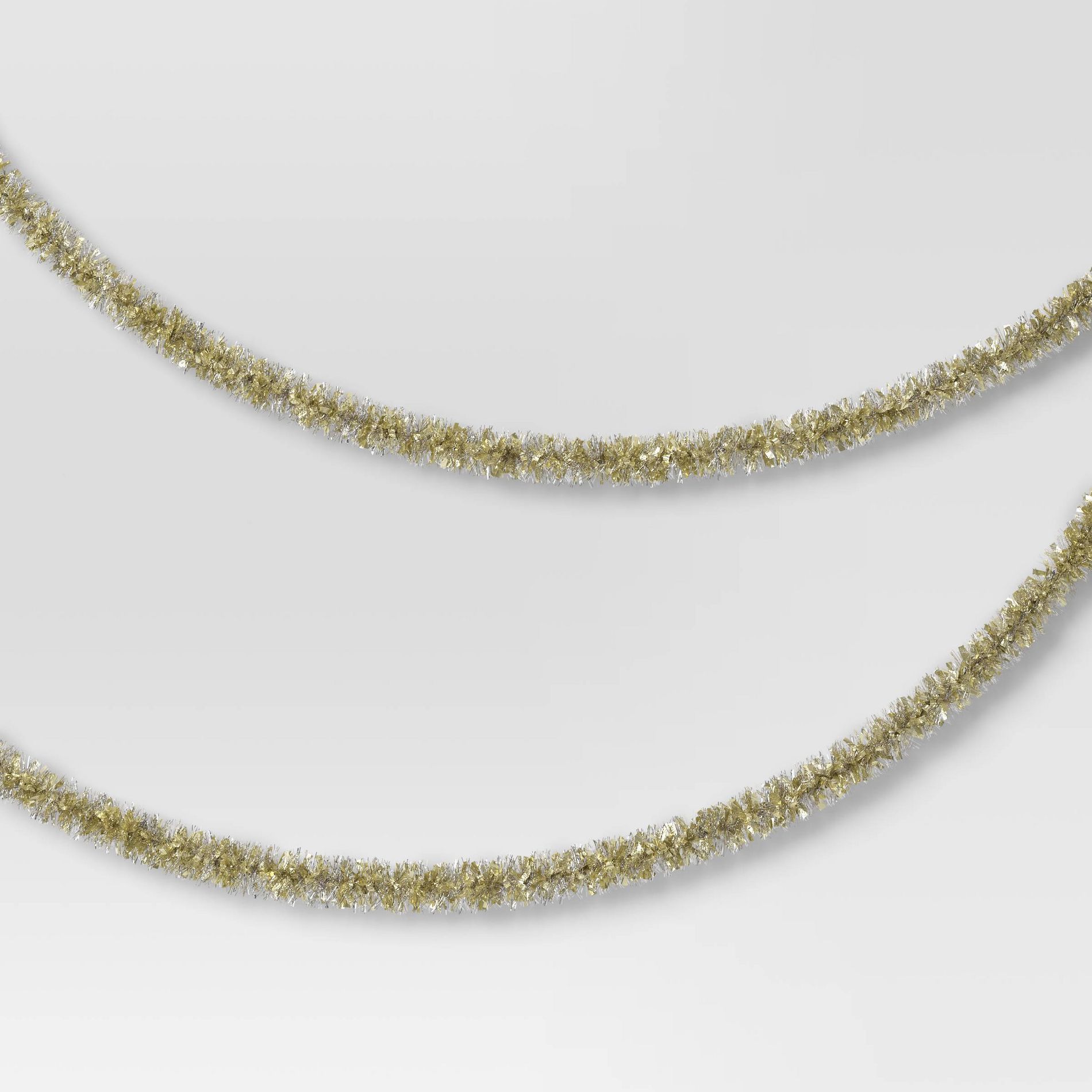 10' Christmas Tinsel Garland Mega Wide Cut Gold and Narrow Cut Silver - Wondershop™