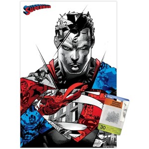 Trends International DC Comics Superman: Splice - Portrait Unframed Wall Poster Print Clear Push Pins Bundle 14.725" x 22.375" - 1 of 4