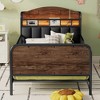 JUJABU Kids Metal Platform Bed Frame with Upholstered Headboard and Storage Shelf - 3 of 4