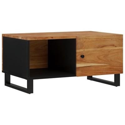 vidaXL Solid Wood Acacia Coffee Table - Sturdy Acacia and Engineered Wood Table with Storage Compartments