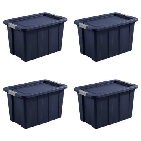Sterilite Tuff1 30 Gallon Plastic Stackable Basement Garage Attic Storage Organizer Tote Container Bin With Latching Lid Dark Indigo Blue 4 Pack Target