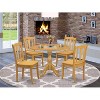 HomeStock 5-Piece Natural Oak Finish Solid Wood Top Dining table with 4 Chairs with Drop Leaf Slat Back - 2 of 4