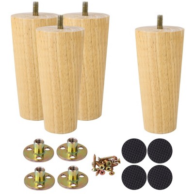 Unique Bargains Wood Furniture Sofa Dresser Legs Round Mid-Century Modern Replacement Feet Set of 4