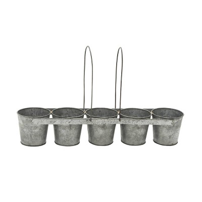 Metal 5-Pail Planter with Arched Handles Gray - Olivia & May