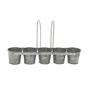 23" Wide Farmhouse 5-Pail Iron Novelty Planter Gray - Olivia & May: Hammered Finish, Indoor Centerpiece - 1 of 2