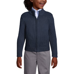 Lands' End School Uniform Kids Cotton Modal Zip Front Cardigan Sweater - 1 of 3