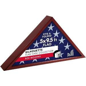 Americanflat Large Flag Display Case for Burial Flag - Fits Folded 5 x 9.5' Flag - Military Flag Case - Silhouette Collection - Mahogany - 1 of 4