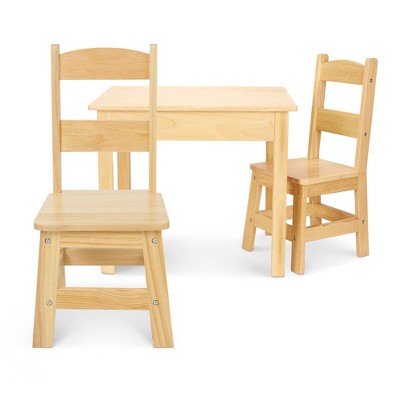 Natural Wood 3-Piece Kids Table and Chair Set