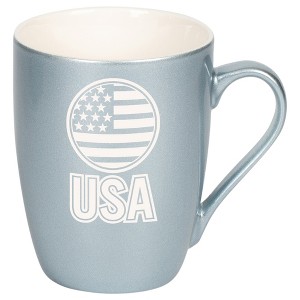 100 North United States of America 10 Ounce Frosted Blue Metallic Finish, Comfortably Fits Your Hands, New Bone China Coffee Tea Cup Mug, USA - 1 of 1