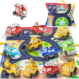 TEMI Toddler Pull Back Car Toys for 1 2 3 Year Old Boy Girl, 12 Pieces Baby Toy Cars with Play Mat/Storage Bag, Baby Toys 12-18 Months - 1 of 3