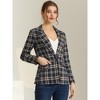 INSPIRE CHIC Women's Notched Lapel One Button Boyfriend Plaid Suit Blazer - 2 of 4