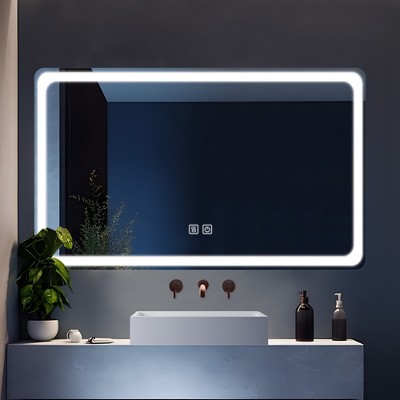 Dovelina Led Bathroom Mirror Wall Mounted Backlit Mirror With Anti-fog ...