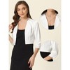 INSPIRE CHIC Women's Satin Elegant 3/4 Sleeve Open Front Cropped Bolero Shrug Cardigan - 2 of 4