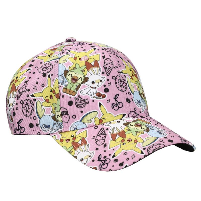 Pokemon Anime Characters All Over Print Pink Snapback, 3 of 6