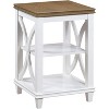 HomeStock End Table with Shelves Italian Inspired X-Side Design Two-Tier Storage Solid Rubberwood with Oak Veneer Accent Table - 2 of 4