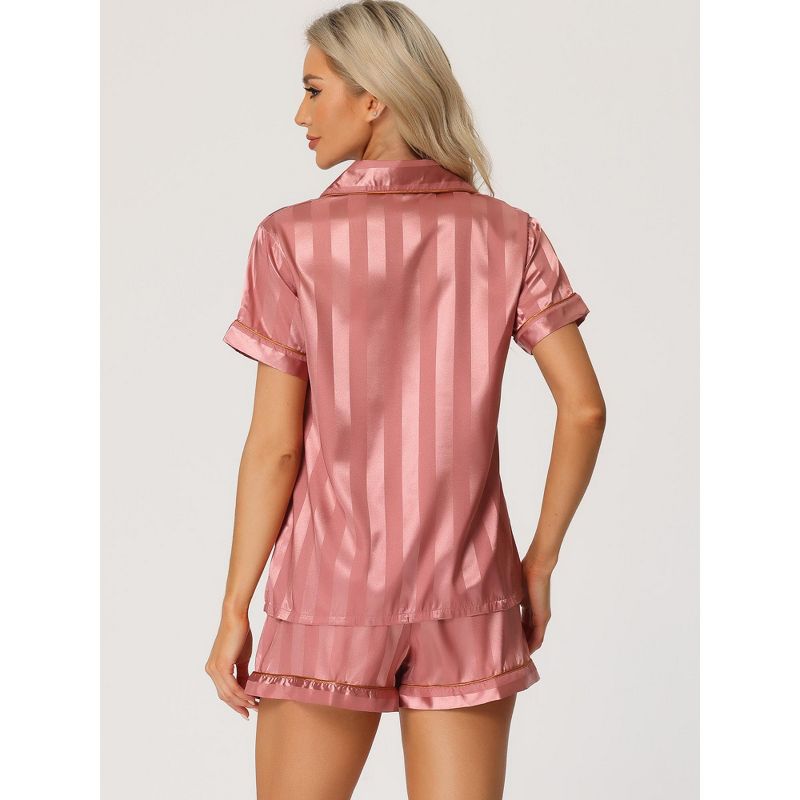 cheibear Women's Silky Satin Nightwear with Shorts Lounge Polka Dots Pajama Set, 3 of 6