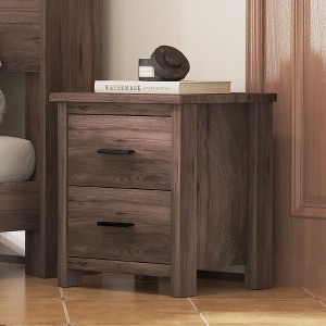 NicBex 2 Drawers Nightstand,Bedside Table with Black Metal Handles,Modern Side Table for Bedroom - 1 of 4