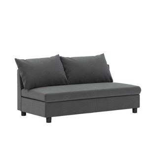 Modular Loveseat Sectional Sofa Unit with Armrest Storage, USB & Cup Holders, Chenille Upholstery - 1 of 4