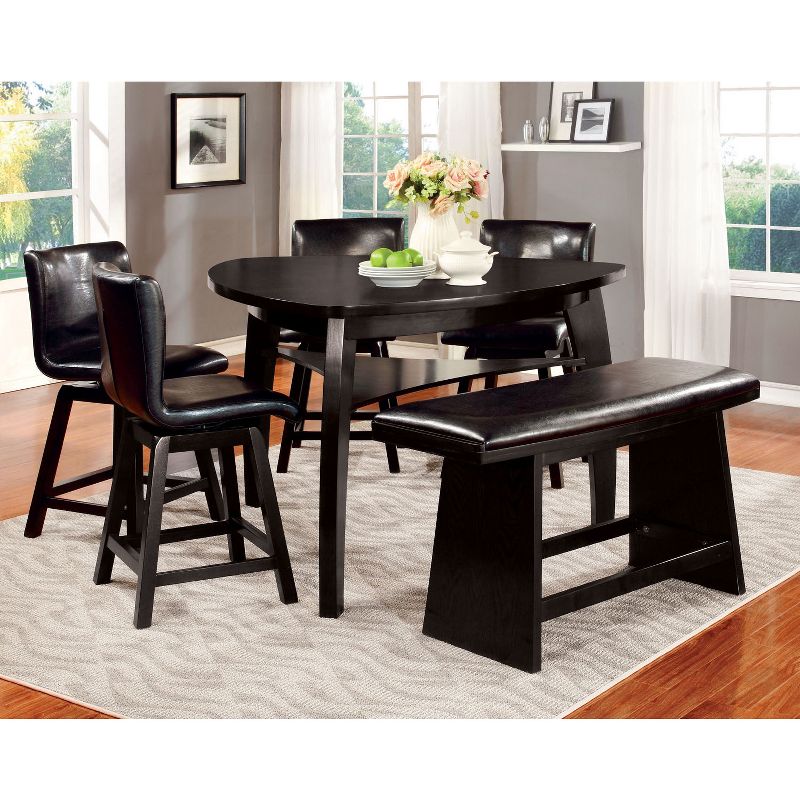 Set of 2 Bronswood&#160;Curved Body Swivel Counter Height Barstools Black - HOMES: Inside + Out, 4 of 5