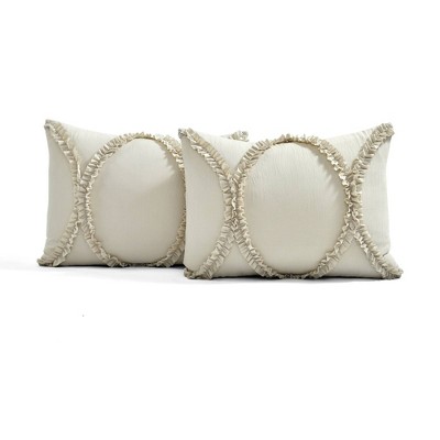 Elegant Neutral King Bedspread Set with Ruffled Ribbon Embroidery