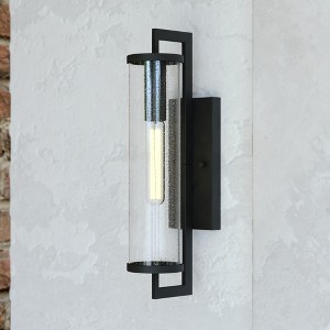 VAXCEL Morgan Park 1 Light Black Dusk to Dawn Contemporary Outdoor Wall Lantern Clear Glass - 1 of 4