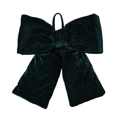 Transpac Velvet Oversized Green Bow with Stuffing Decorative Object for Christmas Tabletop Decor Polyester Indoor Use Gift Giving and Hostess Gifts