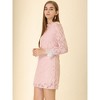 Allegra K Women's Elegant Ruffle Crew Neck Formal Elegant Mini Floral Lace Dress - 4 of 4