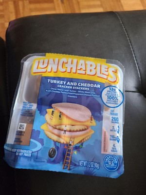 Lunchables Turkey and Cheddar Cracker Stackers 3.2 oz. Tray - 16/Case