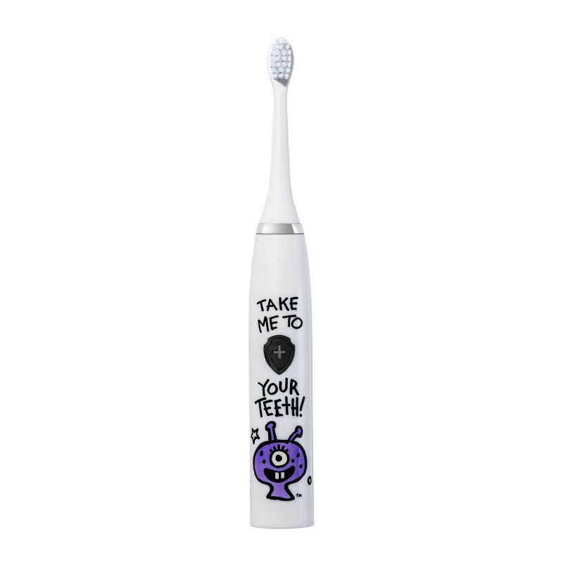 Made by Dentists Kids&#39; Rechargeable Electric Toothbrush with 2 Replacement Toothbrush Heads and Charger - Alien, 3 of 8