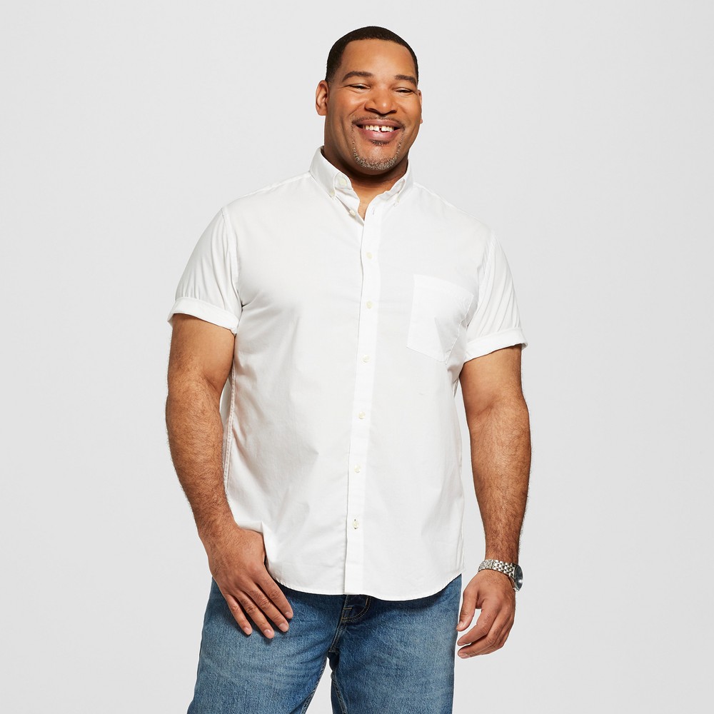 Men's Tall Short Sleeve Button-Down Shirt - Goodfellow & Co White MT was $17.99 now $12.0 (33.0% off)
