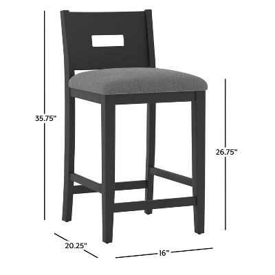 Allbritton Keyhole Black Wood Counter Height Stool with Dove Gray Seat