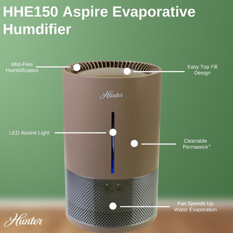Hunter Fan Aspire 4.8L Evaporative Humidifier with PermaWick Filter, 5 of 10